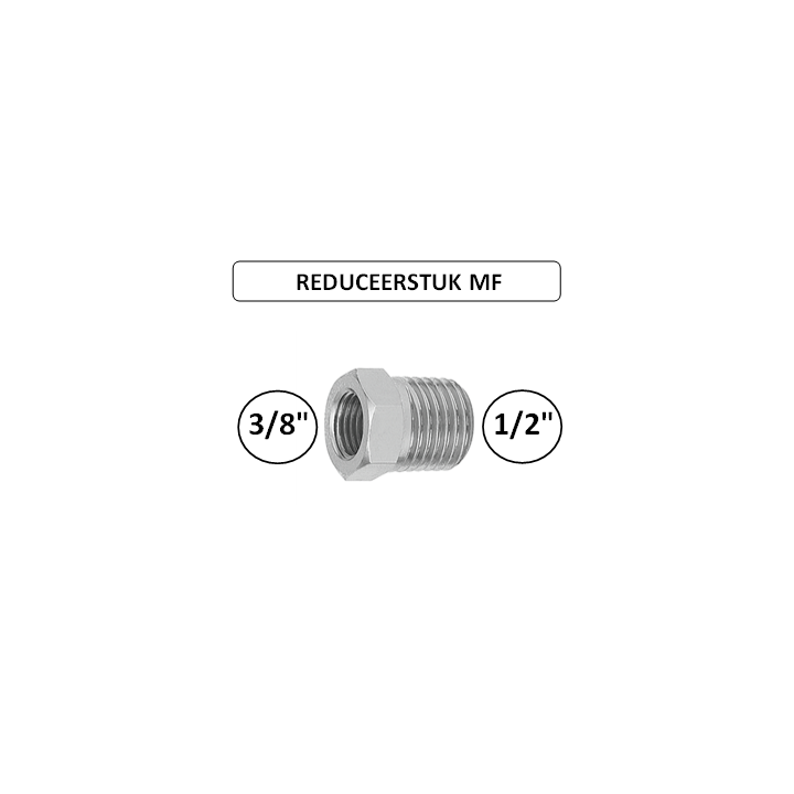 1/2" M naar 3/8" F - Reduceerstuk MF - Perslucht