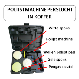 75 mm (3") - 1/4" BSPT - Polijstmachine in koffer met accessoires - perslucht