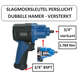 1.763 Nm - 3/4" vierkante kop - Slagmoersleutel met versterkte dubbele hamer - perslucht