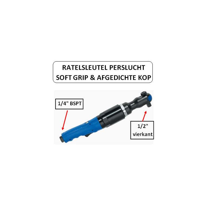 163 Nm - 1/2" vierkante kop - Ratelsleutel soft grip - perslucht
