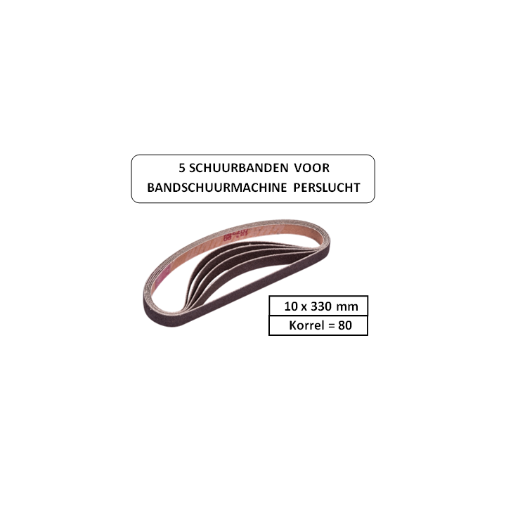 korrel 80 - 10x330mm - 5 schuurbanden voor bandschuurmachine perslucht