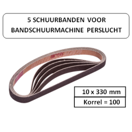 korrel 100 - 10x330mm - 5 schuurbanden voor bandschuurmachine perslucht