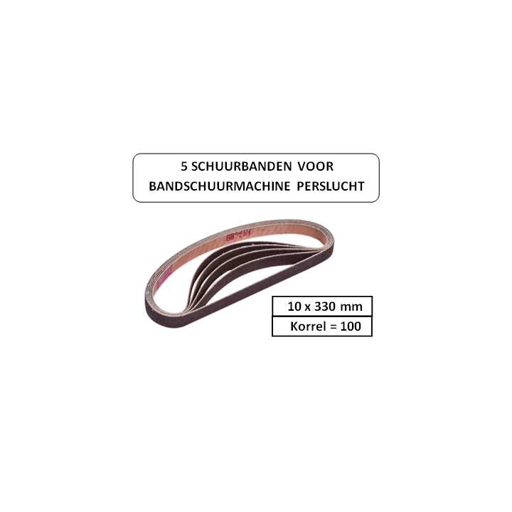korrel 100 - 10x330mm - 5 schuurbanden voor bandschuurmachine perslucht