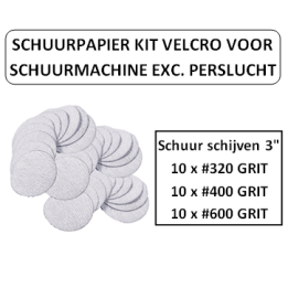 Kit met 30 schuur schijven 3" voor schuurmachine perslucht pistoolvorm excentrisch