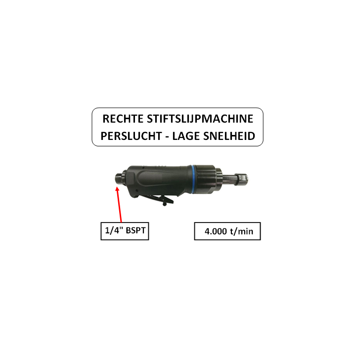 4.000 t/min - 1/4" BSPT - Rechte stiftslijpmachine - perslucht