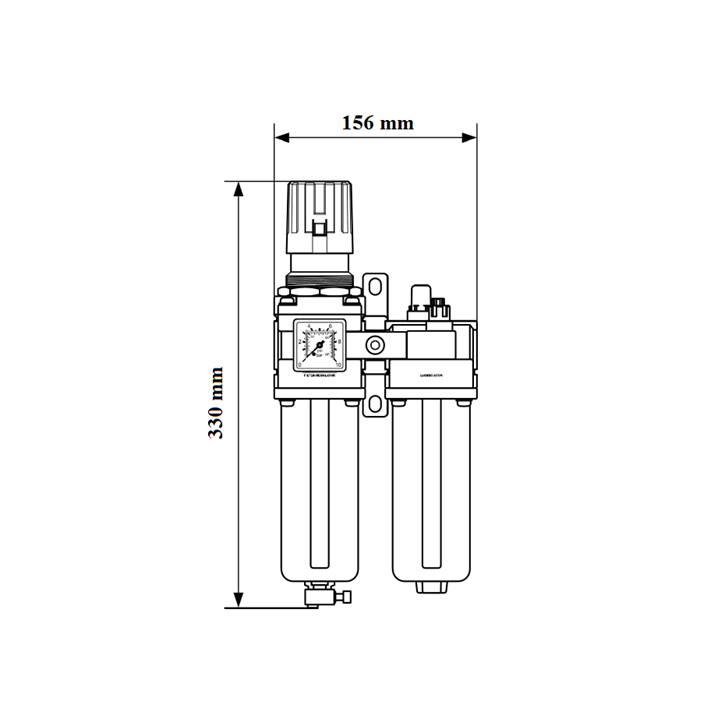 1/2" - 3000 l/min - Filter Drukregelaar Olienevelaar + manometer Hoge Druk - Perslucht
