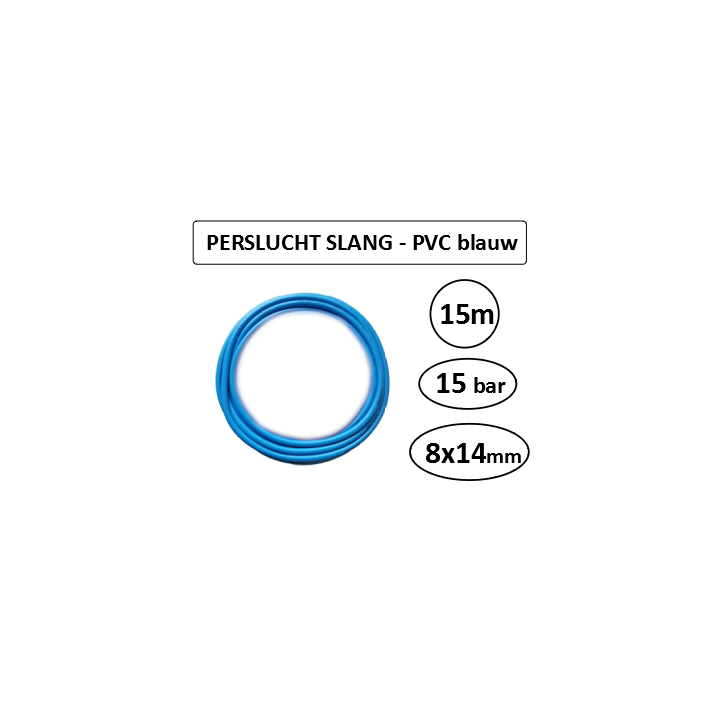 Persluchtslang 15m 8x14 mm PVC blauw