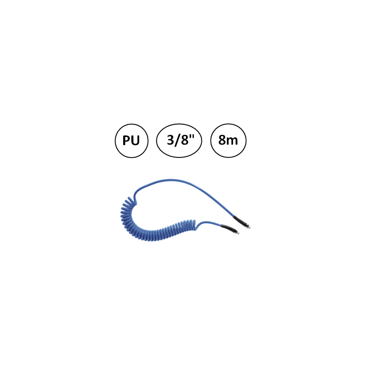 Spiraalslang blauw 3/8" 8m