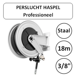 Perslucht haspel 18 meter 3/8" aansluiting PROFESSIONEEL