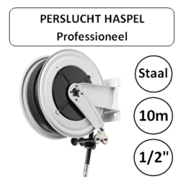Perslucht haspel 10 meter 1/2" aansluiting PROFESSIONEEL