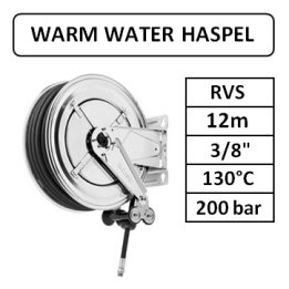12m - 3/8" - RVS - 130°C - 200 bar - warm water haspel