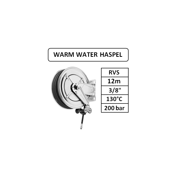 12m - 3/8" - RVS - 130°C - 200 bar - warm water haspel
