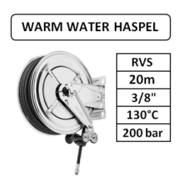 20m - 3/8" - RVS - 130°C - 200 bar - warm water haspel