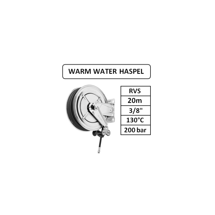 20m - 3/8" - RVS - 130°C - 200 bar - warm water haspel