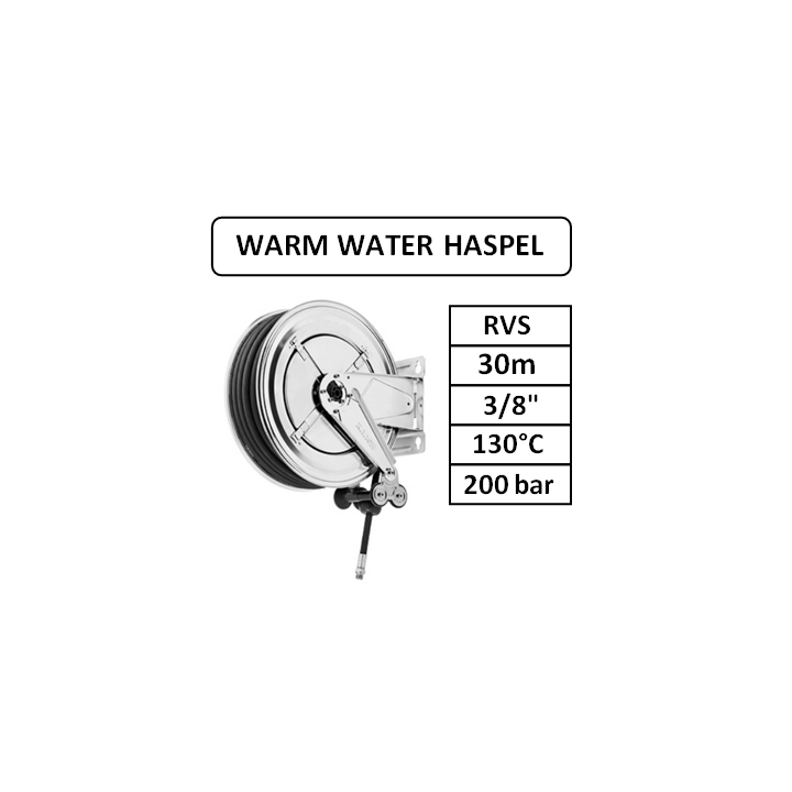 30m - 3/8" - RVS - 130°C - 200 bar - warm water haspel