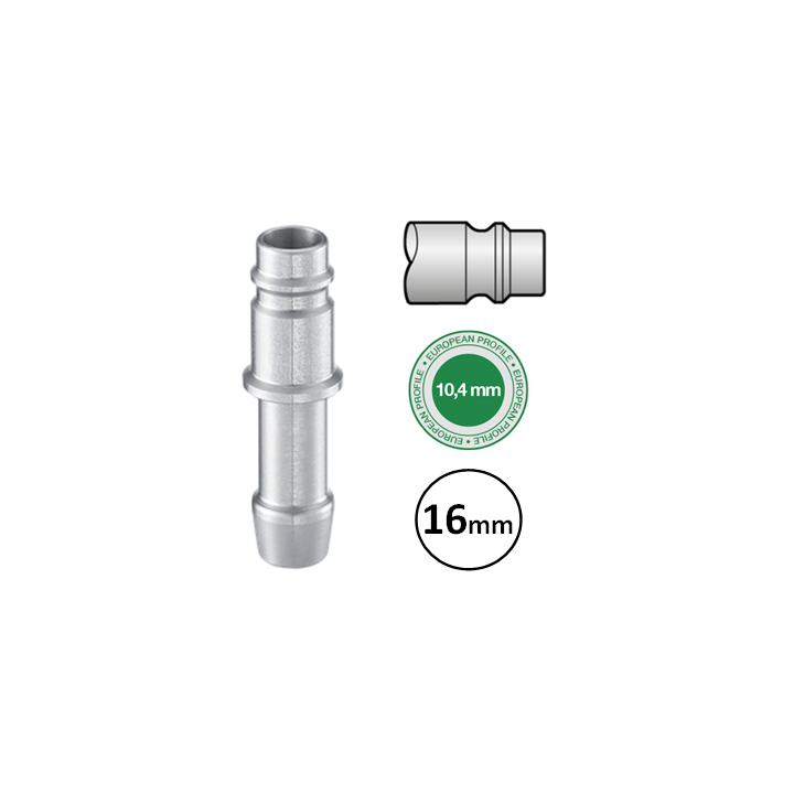 16mm - EURO 10,4  - Stekker met slangdrager