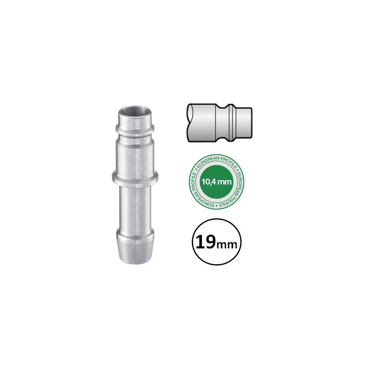19mm - EURO 10,4  - Stekker met slangdrager