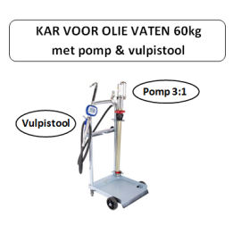 Kar voor olie vaten 60 kg - Voorzien van pomp & vulpistool