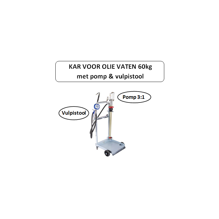 Kar voor olie vaten 60 kg - Voorzien van pomp & vulpistool
