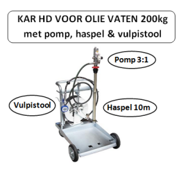Kar heavy duty voor olie vaten 200 kg - Voorzien van pomp, haspel & vulpistool
