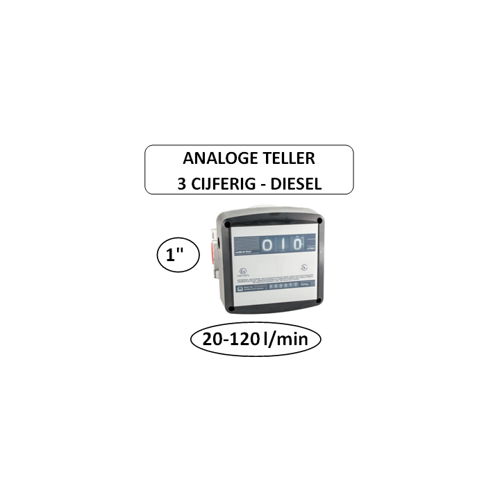 1" - Analoge teller - 3 Cijferig - Diesel