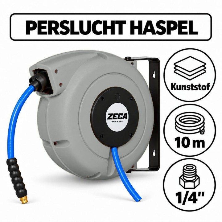 ZECA persluchthaspel 10 m 1/4" grijs | Advieselec