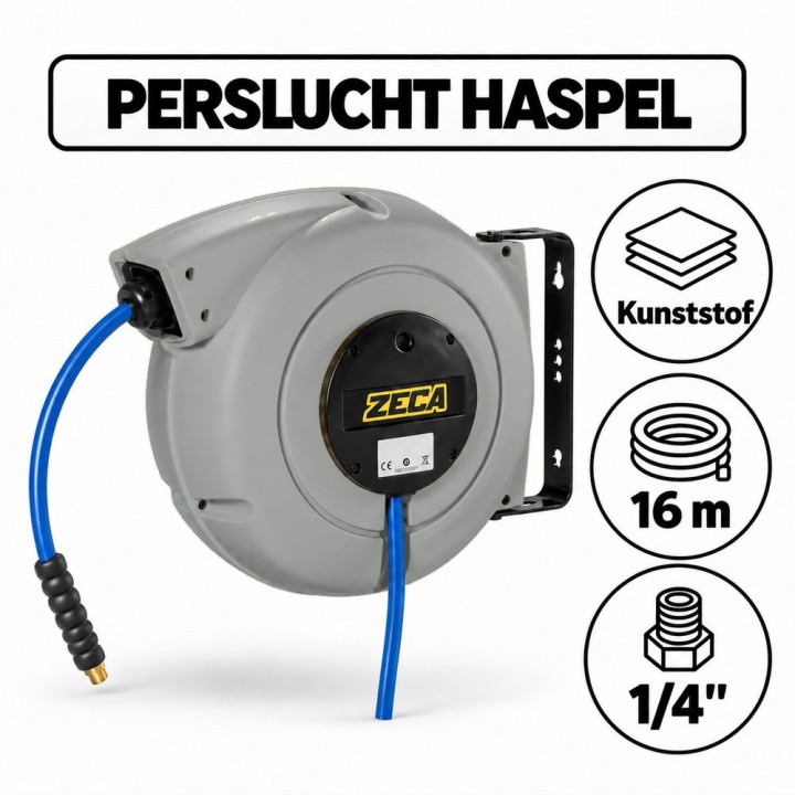 ZECA persluchthaspel 16 m 1/4" grijs | Advieselec