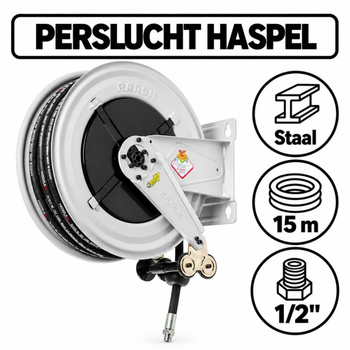 RAASM persluchthaspel 15 m 1/2" | Serie 430 | Advieselec
