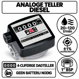 Mechanische dieselteller K44 – 4 cijfers – 1″ BSP | Advieselec