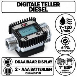 Digitale dieselteller K24-A – 1″ BSP – 7–120 l/min | Advieselec