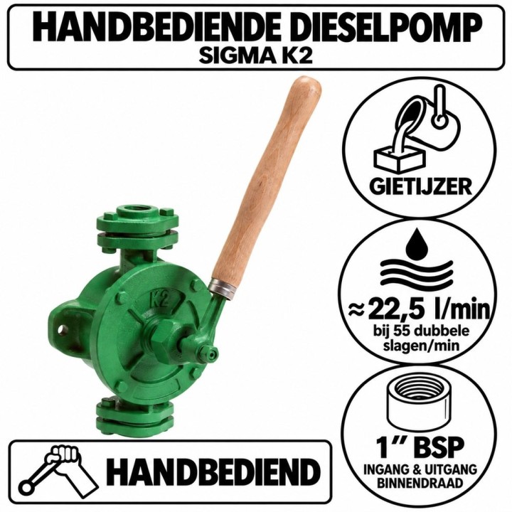 Handbediende dieselpomp K2 – 1″ BSP | Advieselec