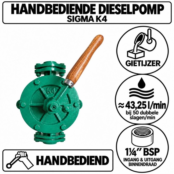 Handbediende dieselpomp K4 – 1¼″ BSP | Advieselec