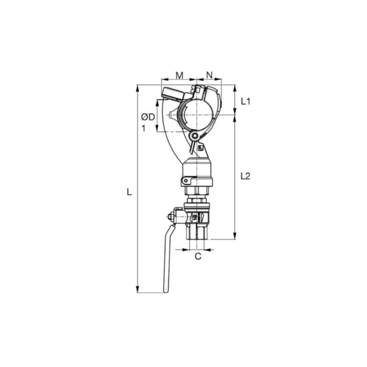 Transair aftakking met kogelkraan Ø63 mm - 3/4"