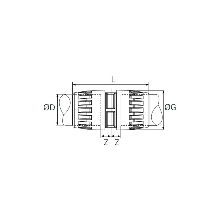 Transair rechte mof Ø50 mm