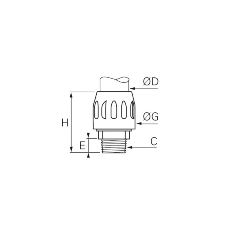 Transair draadstuk Ø16,5 mm x 1/2" BSPT