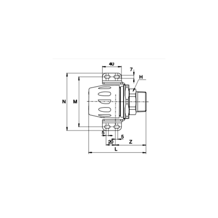 Transair draadstuk muurbeugel Ø40 mm x 1 1/2" BSPT