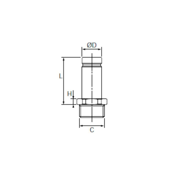 Steelnippel perslucht diameter 16,5mm buitendraad 1/2" Transair