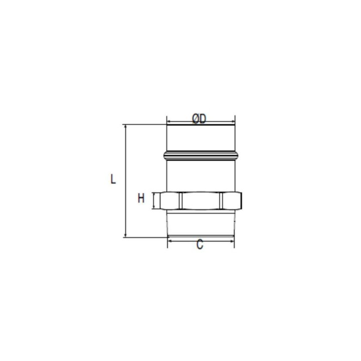 Steelnippel perslucht diameter 76mm buitendraad 2 1/2" Transair